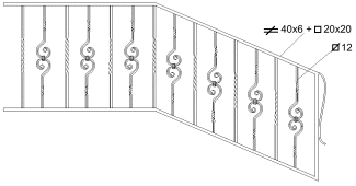 Ограждение лестницы с коваными элементами
